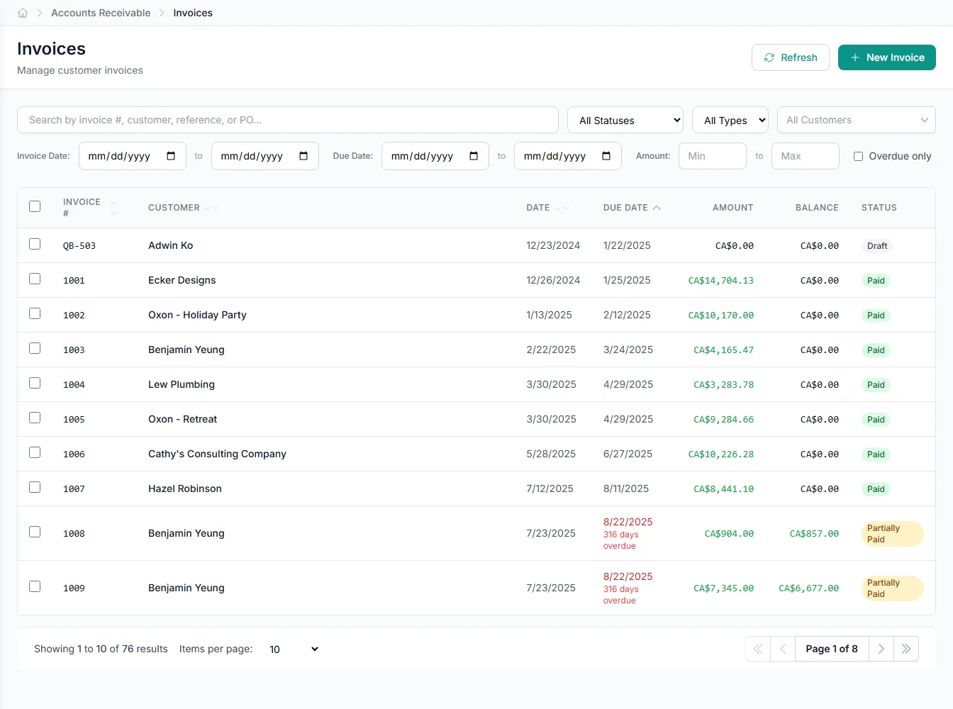 An invoice with every field captured automatically