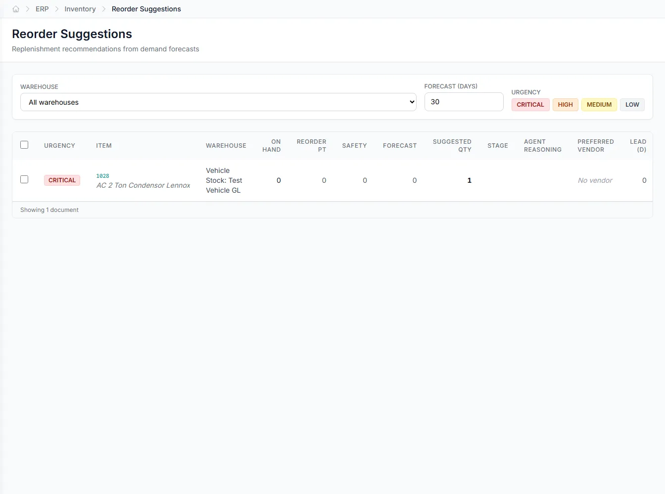 GenLedge classifies a new item, suggests a reorder, and reconciles a count, all in one view.