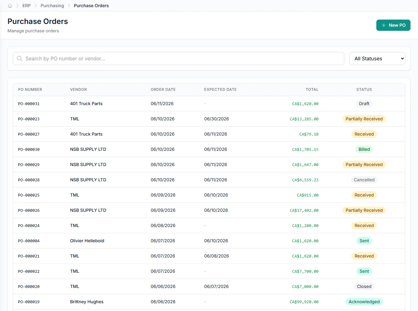 Follow each purchase from request to matched invoice on one screen.